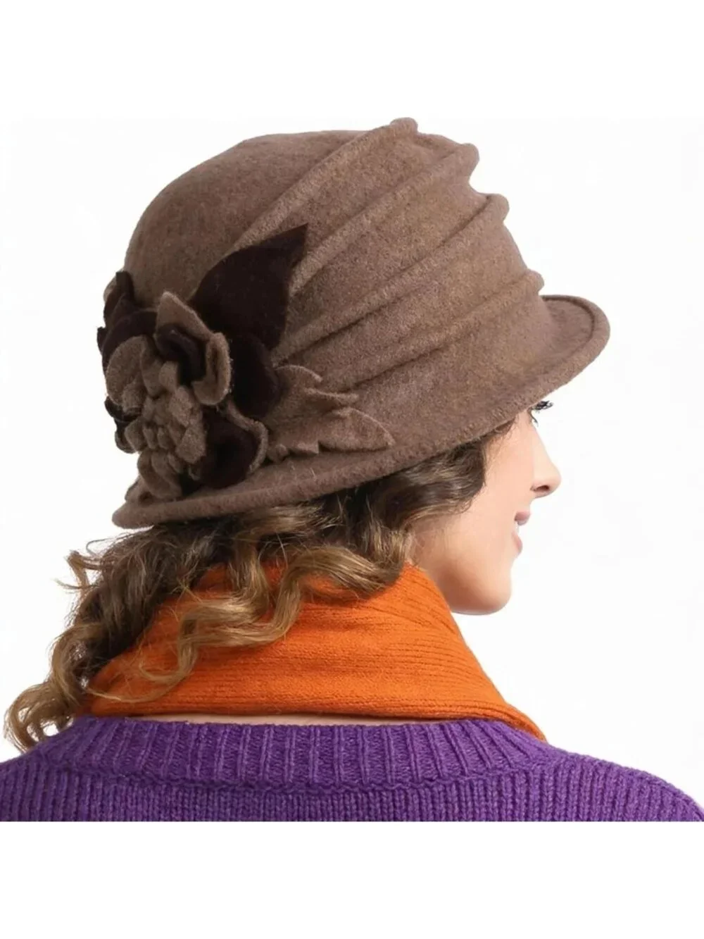 Chic Vintage Floral Wool Cloche Hat for Women - 1920s Winter Accessory